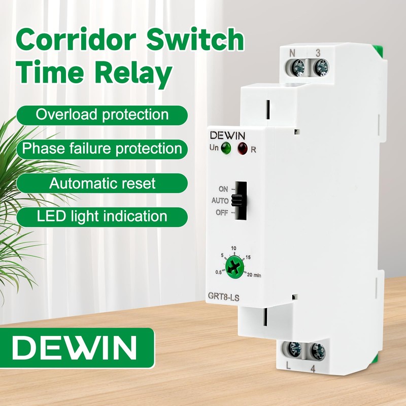 DEWIN Time Relay 230 V, GRT8-LS DIN Rails Stair Light