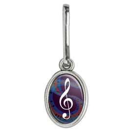 GRAPHICS & MORE Treble Clef on Music Notes Antiqued Oval Charm Clothes Purse Suitcase Backpack Zipper Pull Aid