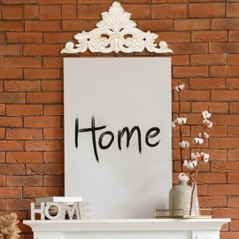 Sungmor Victorian Style Cast Iron Wall Plaque, Antique White Fleur De Lis Design Metal Wall Art Decor - 11.8 Inch Carved Decorative Plaque for Doorway, Fireplace Accent