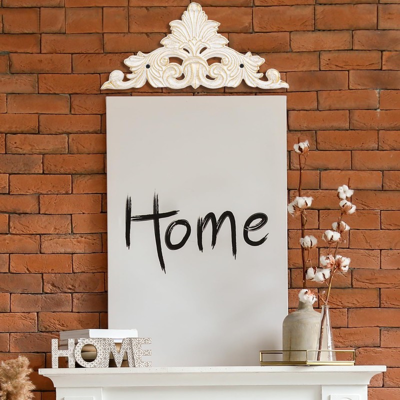 Sungmor Victorian Style Cast Iron Wall Plaque, Antique White Fleur