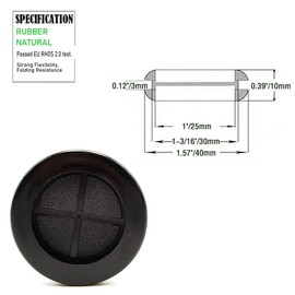 EASYEAH 1-1/4 in Rubber Grommets for Wiring,1 in ID, Double-Sided Rubber Plugs for Holes Firewall Grommet Automotive, Wire Cable Protection for Metal Electric Box, 15 Pcs 25.4x30 mm, Black