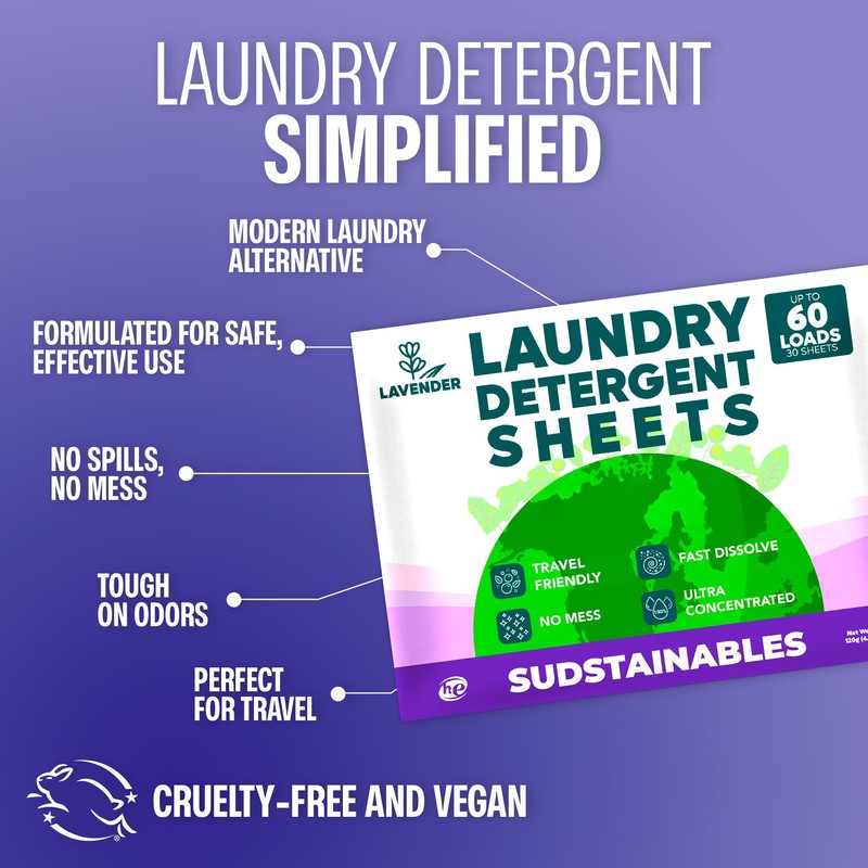 Sudstainables Laundry Detergent Sheets 60 Loads – Dissolvable Laundry Sheet
