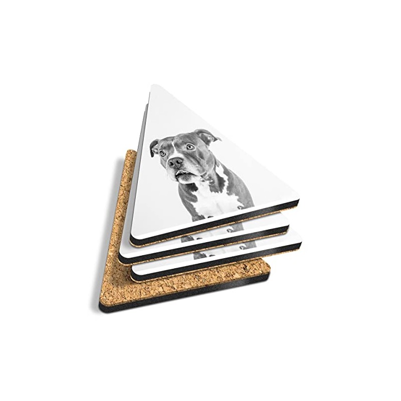 4 x Triangle Coasters - BW - American Pit Bull