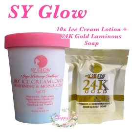 SY GLOW 10X ICE CREAM LOTION SPF75 +  24K Gold Luminous Soap
