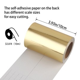 Trimold Self-Adhesive Wallpaper Border for Kitchen Bathroom Mirror Frame, Peel and Stick Waterproof Contact Paper Sticker Tape Trim (Brushed Gold, 32.8ft x 3.9in)