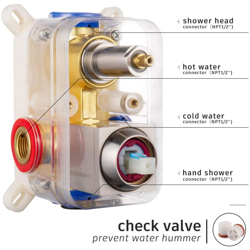 Iriber Ceiling Mounted Shower Faucet Set 8in Rainfall Head Combo