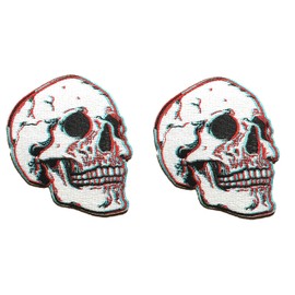 2 pcs 3D Skull Patch Fully Embroidered - Realistic Skeleton Patch Iron On/Sew On