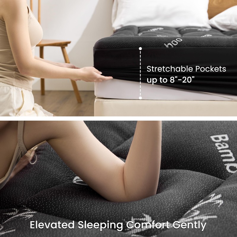 Love's cabin King Mattress Topper Viscose Derived from Bamboo, Thick