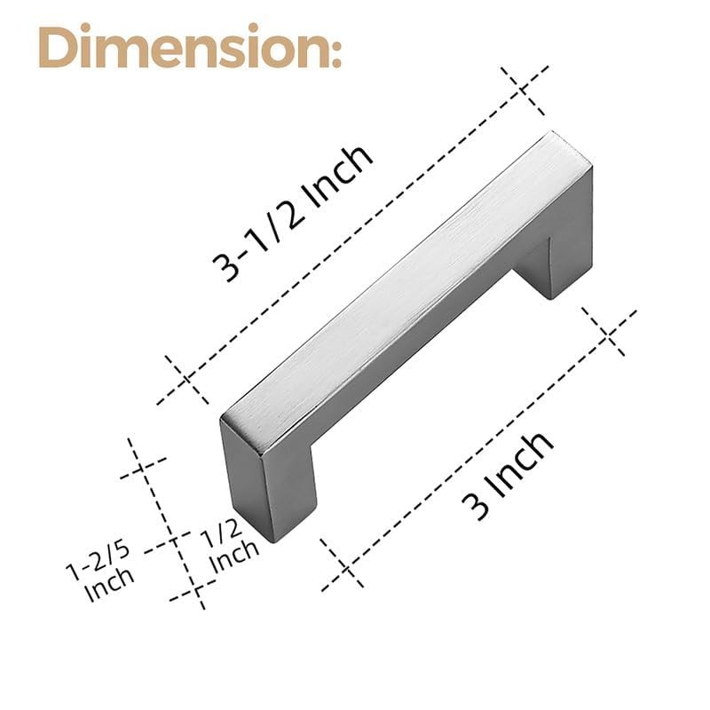 Ravinte 2 Pack Square Bar Kitchen Cabinet Handles Brushed Nickel