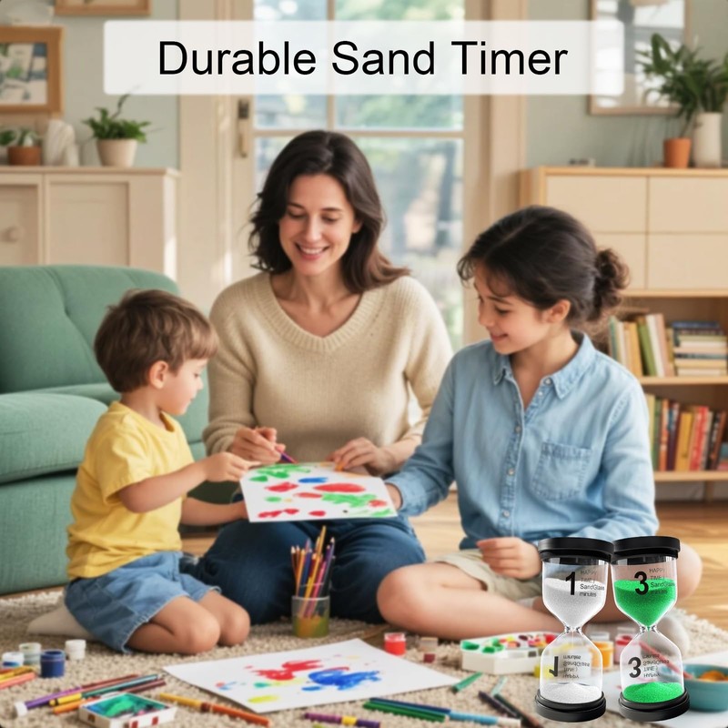 3 Minute Sand Timer for Classroom, Plastic Hourglass Sand Clock,