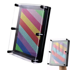 3D Pin Art,Large Size 6" x 8" Plastic Board- Unique Rainbow Design,Classic Desktop Novelty Sculpture Impression Needle Art