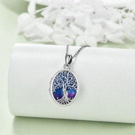 ONEFINITY Tree of Life Locket Necklace Sterling Silver Locket Necklace That Holds Pictures Tree of Life Locket Pendant Necklace for Women Wife Girlfriend Mom