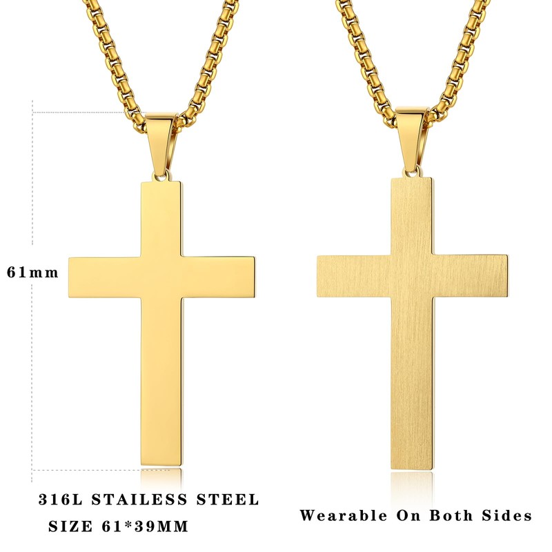 jiamiaoi Cross Necklace Stainless Steel Cross Pendant for Men Mens