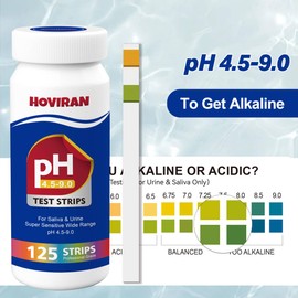 pH Test Strips for Saliva & Urine, 125 Strips Testing Alkaline & Acid Levels in Body,Track & Monitor Your pH Level from 4.5-9.0