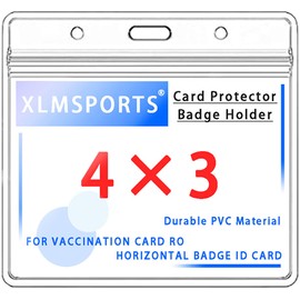 1 Pack CDC Vaccination Card Protector 4X3'', Immunization Record Vaccine Card Holder ID Name Tags Clear PVC Sleeve Waterproof Type Resealable Zip with 3 Lanyard Slots for Events Travel