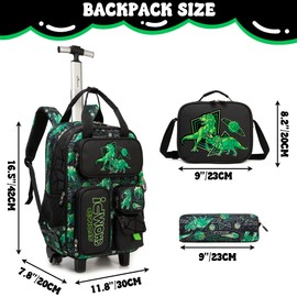 Homskiii Kids Rolling Backpack with Wheels for Boys,Student Trolley Bag, Travel Luggage Suitcase for Boys Age 6-10