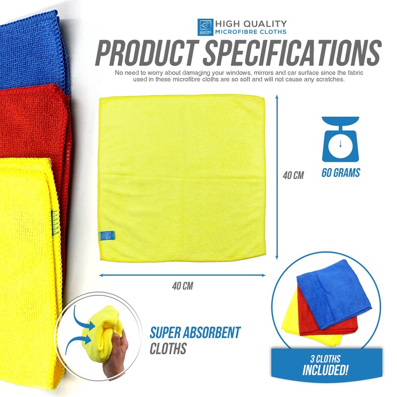 Multipurpose Microfibre Cleaning Cloth | 40cm x 40cm Super Soft,
