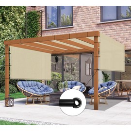 INFRANGE 9' x 12' Universal Pergola Shade Cover Replacement Canopy with Grommets Weighted Rods Permeable for Outdoor Patio Porch Backyard Gazebo Beige