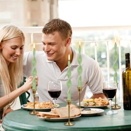 Twirl Candlesticks Spiral Taper Candle,Gedengni 10inches Green Candle Stick Unique Tapered Candles Long Twisted Candlestick for Home Dinner Weddings Festive Holiday Decor (17D4P-GREEN)