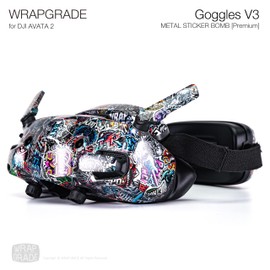 WRAPGRADE Skin Stickers for DJI Goggles 3 (Metal Sticker Bomb)