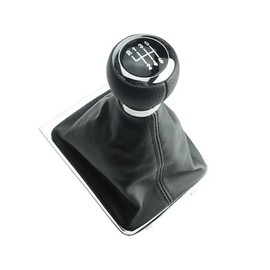 Gear Knob 6 Gears + Gear Stick Boot in Black + Chrome Look Frame Compatible with VW Passat B7