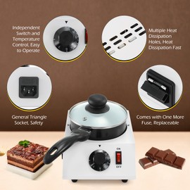 Dyna-Living Chocolate Melting Pot Chocolate Melter Pot 40W Chocolate Warmer for Melting Chocolate, Chocolate Tempering Machine for Home, Electric Chocolate Fountain Machine for Chocolate Melts