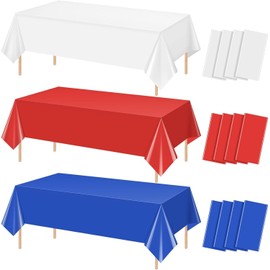 YaYuanSun 12 Pcs Independence Tablecloths Disposable Rectangle Red White Blue Plastic Table Covers for 4th of July Patriotic Memorial Day Veterans Day Party Decorations 54 x 108 Inch