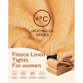 CHRLEISURE Women's Fleece Lined Tights - Fake Sheer Warm Pantyhose Thick Leggings(T Skin-Dark Brown, XS/S)