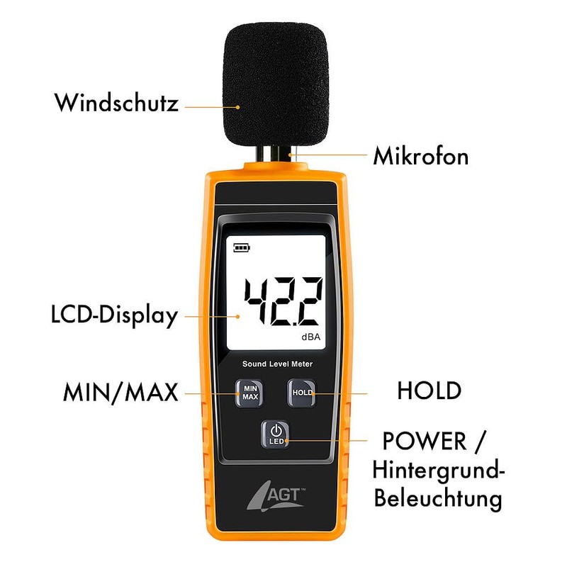 AGT Decibel Meter Digital Decibel Sound Level Meter 30-130dB with