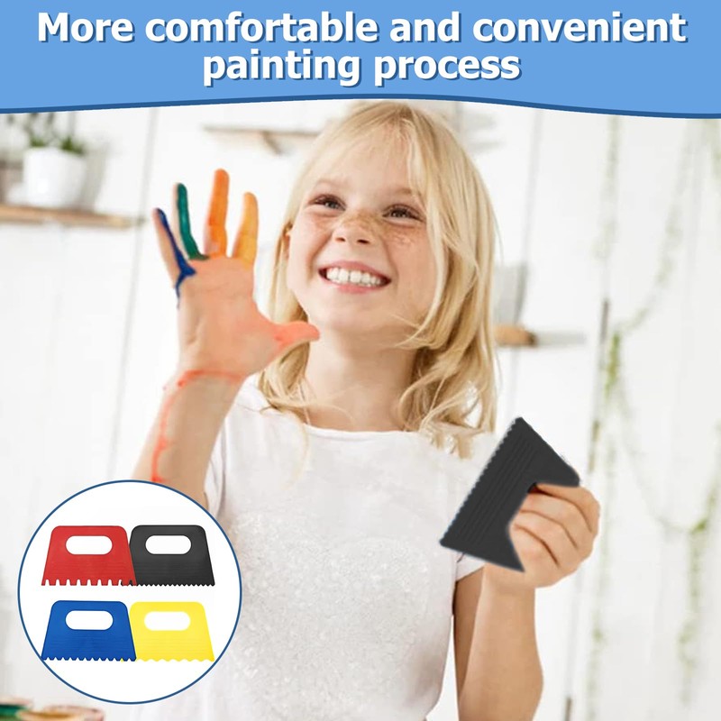 4 Pcs Art Paint Scrapers Kit, Plastic Scraper Tool, Plaster
