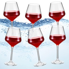 Yiyiring 6 Pcs Floating Wine Glasses for Pool 20 oz Floatable Wine Glasses Unbreakable Plastic Wine Cup Floating Cup with Stem Reusable Stemware Shatterproof Wine Glasses for Outdoor Beach Poolside