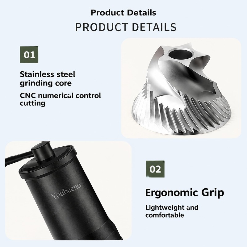 Manual Coffee Grinder – Stainless/Ceramic Burr 25 g, 8-Level Hand