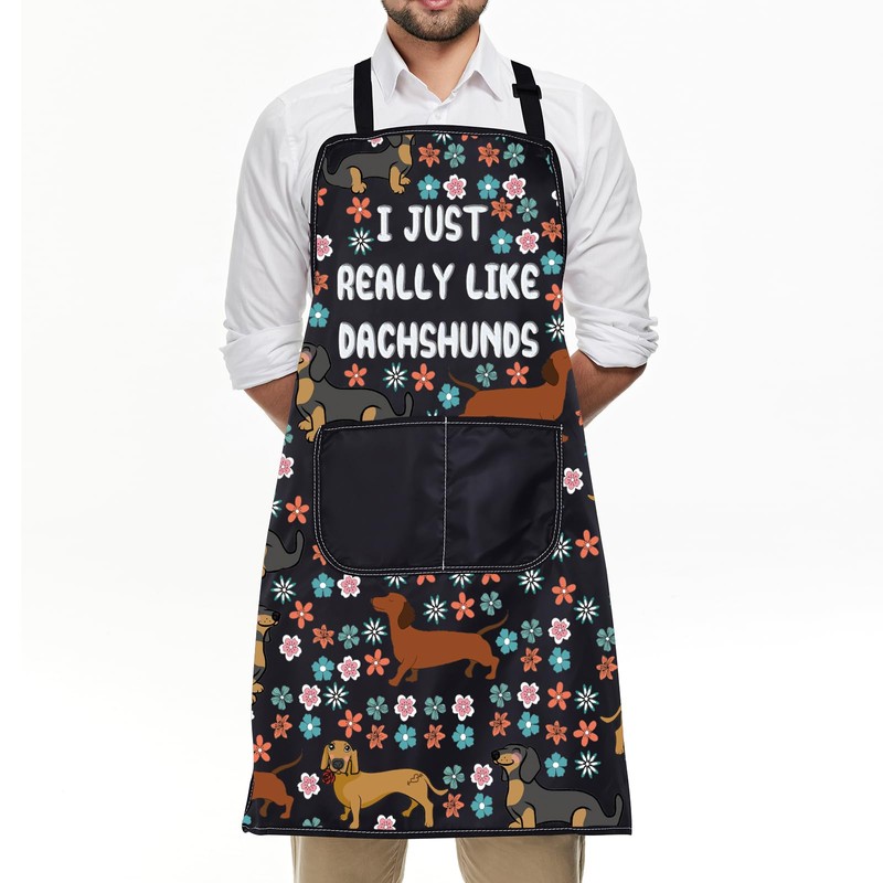 ENSIANTH Dachshund Gifts Dachshund Apron with Pockets Dachshund Lover Gifts