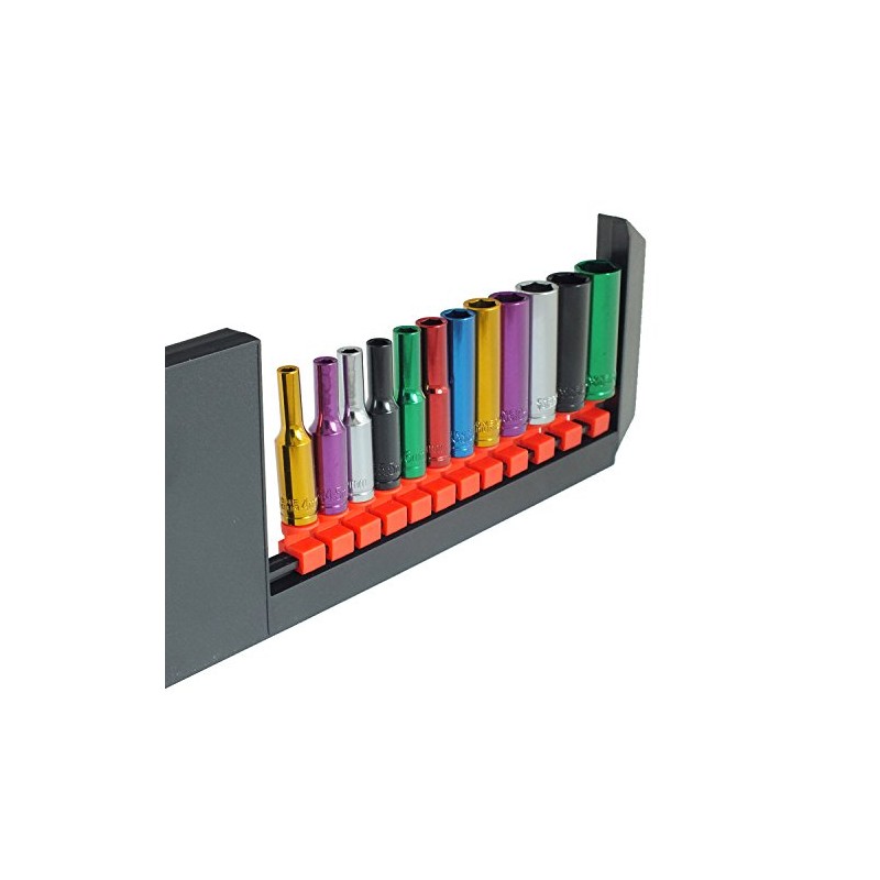 Voche® 12 Piece 1/4" Deep Coloured Colour Chrome Vanadium Sockets