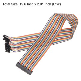 MECCANIXITY 1 Pcs IDC Rainbow Wire Flat Ribbon Cable FC-Female to 40P 19.6 Inch Length 2.54mm Pitch Breadboard Jumper Wires for Electronic Projects