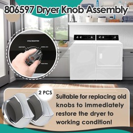 2 Pcs 806597 Dryer Knob Assembly - Replacement for Speed Queen Dryer, AP6339803 PS16995756 Compatible, Easy Install and Durable Quality