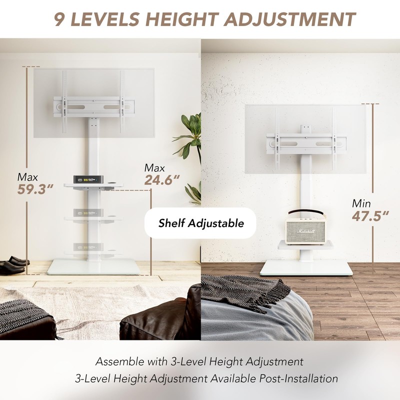 AX WABER Universal Floor TV Stand with Mount 70 Degree