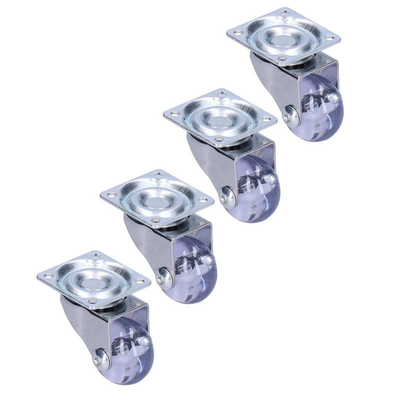 4 Pcs Swivel Caster Heavy Duty Stainless Steel Transparent PU