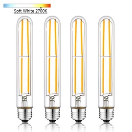 NOVELUX T10 Led Bulbs 7.28 inch, Vintage Tube e26 Edison Bulbs 60 watt, Led Long Light Bulb Clear Glass, T9 Led Bulb UL Listed Soft White 2700K (4 Pack)