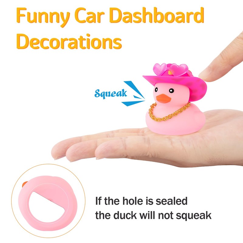 wonuu Pink Rubber Duck with Heart-Shaped Sunglasses Car Ducks Small