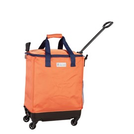 Handy Sandy All-Purpose Roller Bag – Foldable Tote on Wheels with Zipper Closure, 4 Spinner Wheels, Lightweight & Durable – Travel, Groceries, Laundry, Work, Everyday Hauling - Patent - Orange