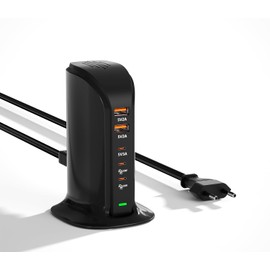 USB C Charging Station Cell Phone Charging Station Tower 55 W (Black)