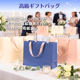 Uccellino Gift Bag, Handbag, Fancy Paper, Gift, Sparkle, Pearl, Set of 5 (Glitter Blue)