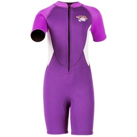 Children's Neoprene Shorty Wetsuit Shorty 2.5 mm Wetsuit Girls Front Closure Warming for Swimming Snorkelling Surfing Diving Purple L Size