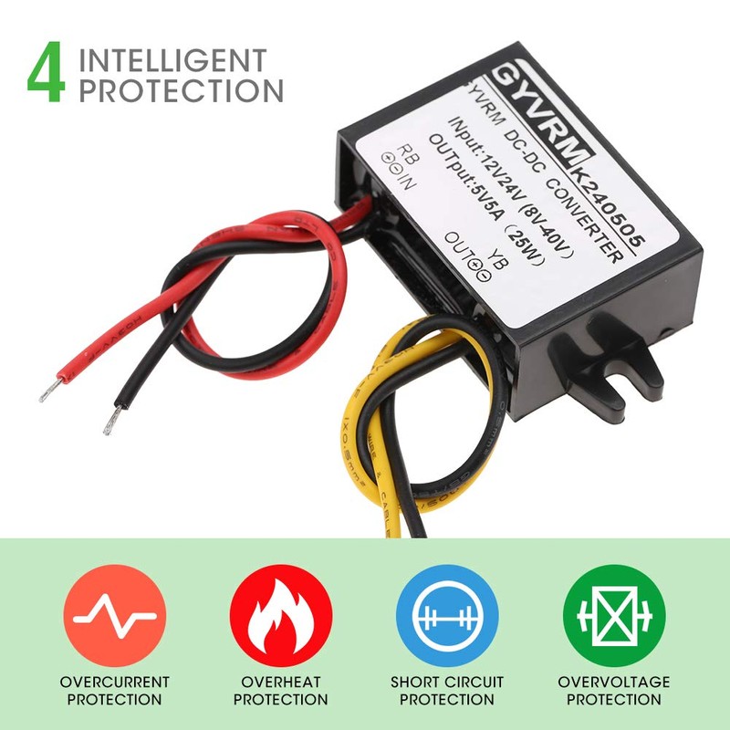 Hilitand GYVRM-K240505 Converter 12V/24V to 5V 5A DC-DC Converter Step