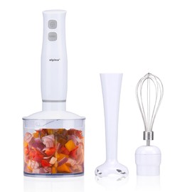 alpina Hand Blender Set - Purée Stick Chopper - Hand Blender - Whisk - Purifying Hand Blender 400W - Hand Blender - White