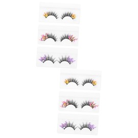 FOMIYES 2sets Natural Look Fake Eyelashes Long False Lashes for Women Glitter Fluorescent Makeup Diy Lashes 3pairs*2