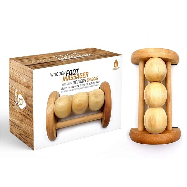 Pursonic All Natural Wooden Foot Massager Roller-Built to Soothes Tired Or Aching Feet, Relieve Foot Arch Pain, Plantar Fasciitis, Muscle Aches, Soreness.Stimulates Circulation,Promotes Healing
