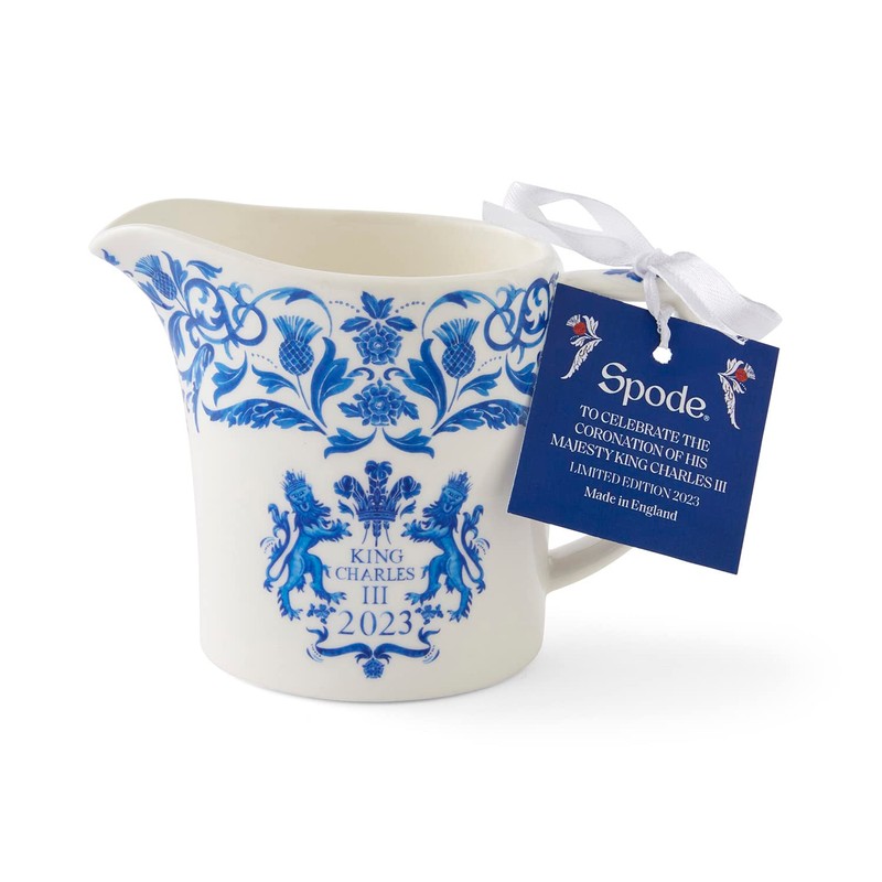 Spode King Charles III Coronation Cream Milk Jug 280l, Blue