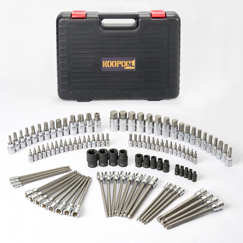 107-Piece Master Torx & Allen Bit Socket Set, S2 Steel,